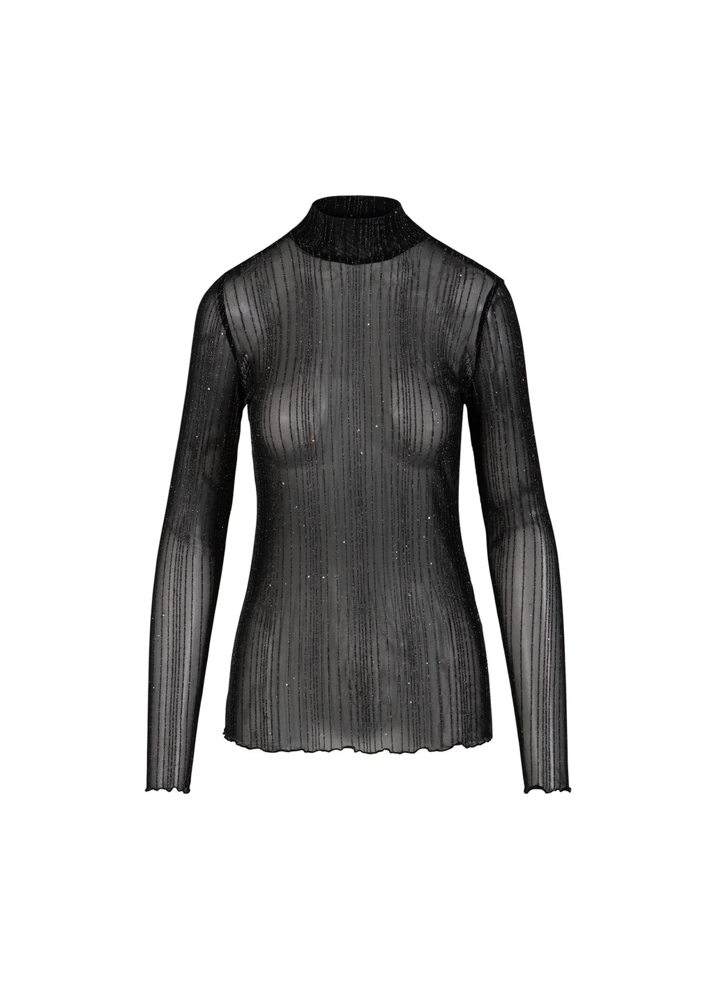 EVE MESH TURTLENECK - BLACK GLITTER