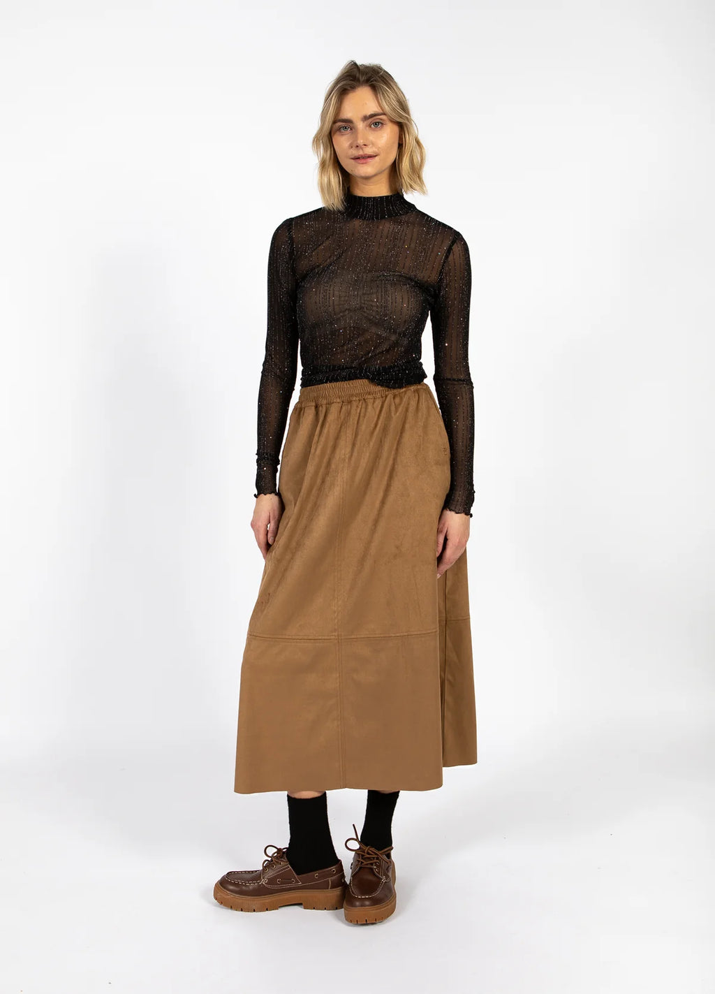 EVE MESH TURTLENECK - BLACK GLITTER