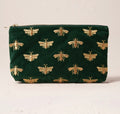 Honey Bee Velvet Everyday Pouch -Forest