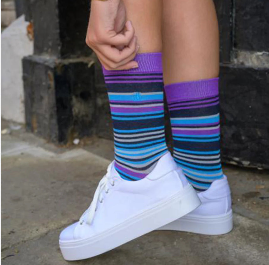 Purple And Blue Striped Bamboo Socks