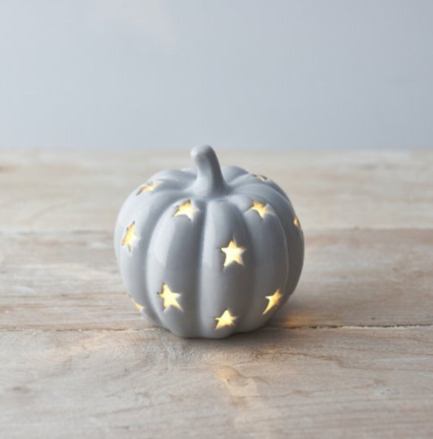 LED Ceramic Grey Pumpkin