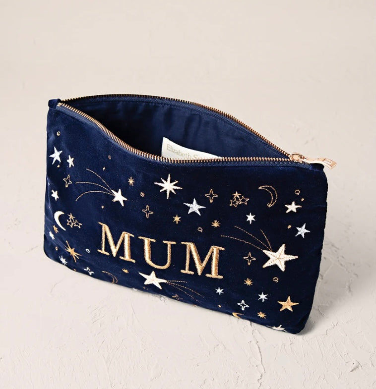 Starry Star Mum Velvet Everyday Pouch - Navy