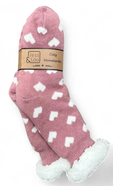 Hearts Fleece Lined Slipper Socks