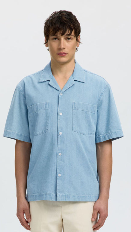 SLHRLXCARLO DENIM SS SHIRT RESORT