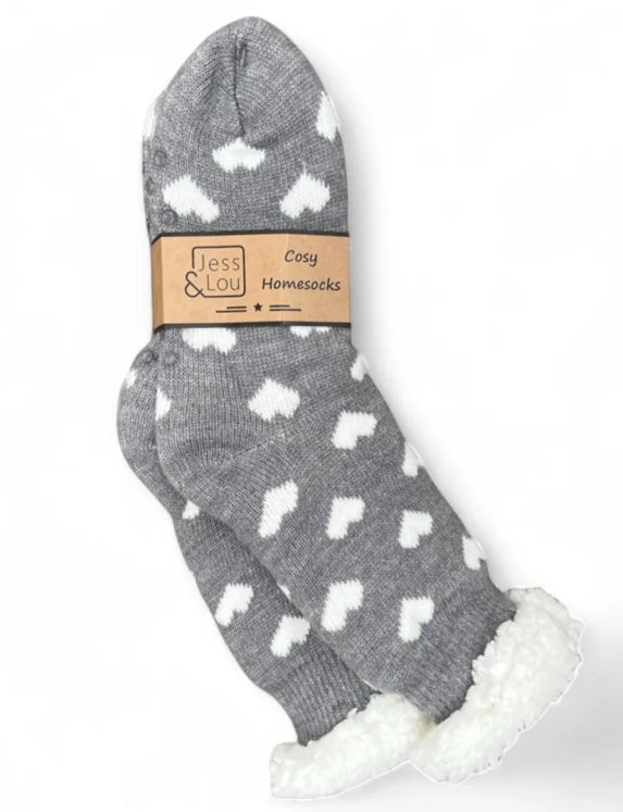 Hearts Fleece Lined Slipper Socks