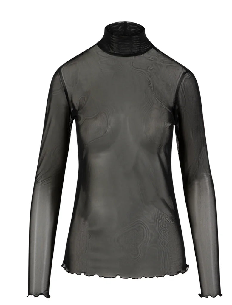 EVE MESH TURTLENECK - BLACK