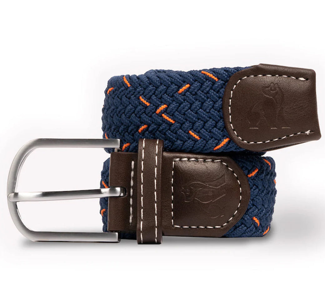 Recycled Woven Belt - Navy/Orange Stripe