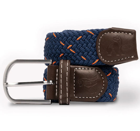 Recycled Woven Belt - Navy/Orange Stripe