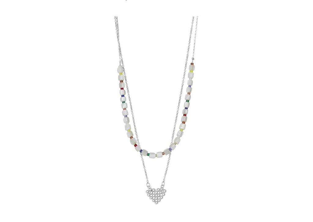 Big Metal London Rufina Two Layered Beaded Heart Necklace