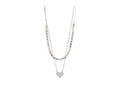 Big Metal London Rufina Two Layered Beaded Heart Necklace