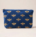 Honey Bee Velvet Everyday Pouch -Cobalt
