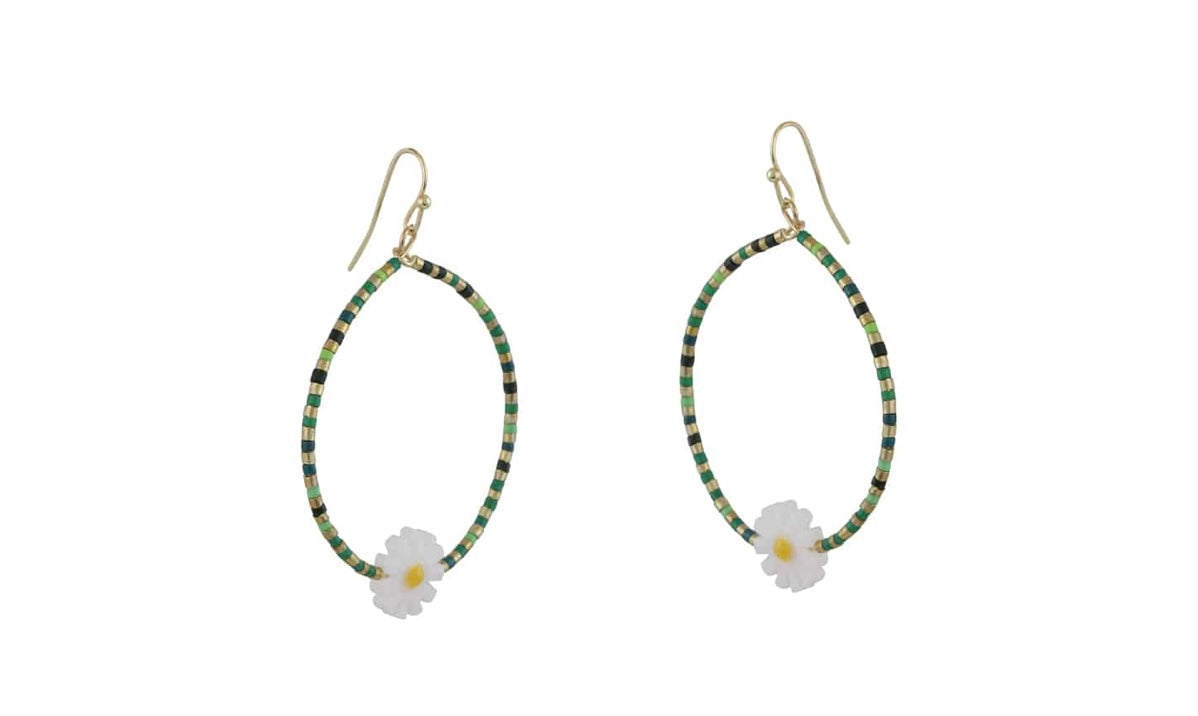 Cressida Beaded Daisy Earrings