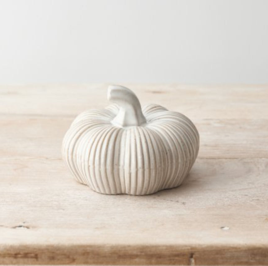 Small Cream Ceramic Pumpkin 12cm