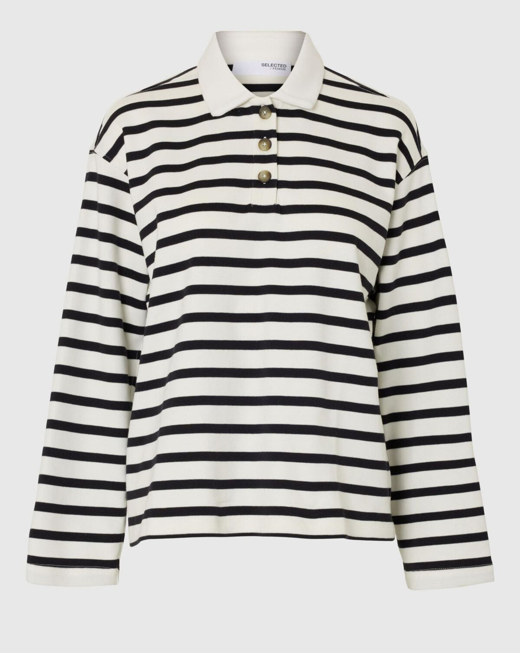 SLFWADA LS STRIPE COLLAR TOP