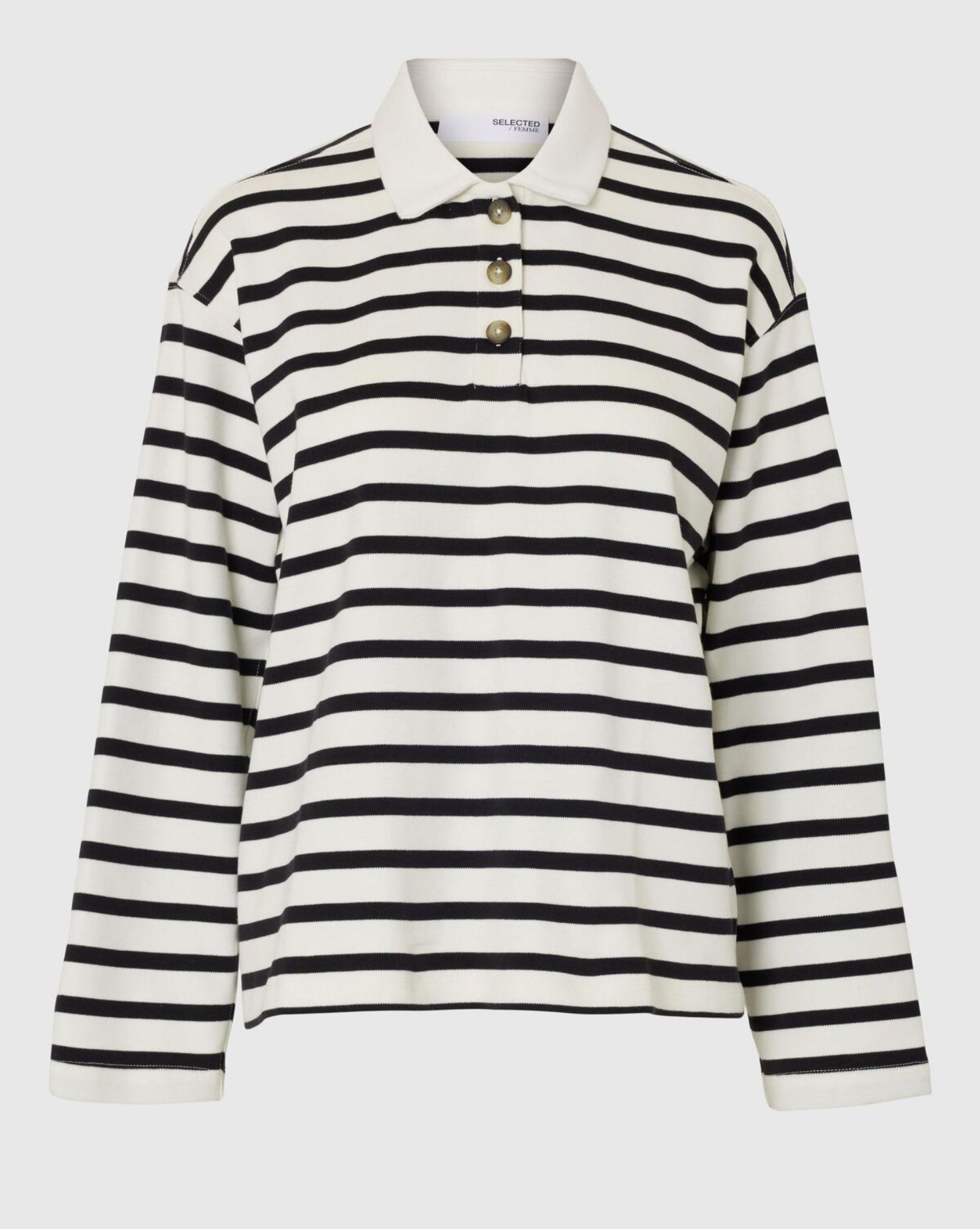SLFWADA LS STRIPE COLLAR TOP