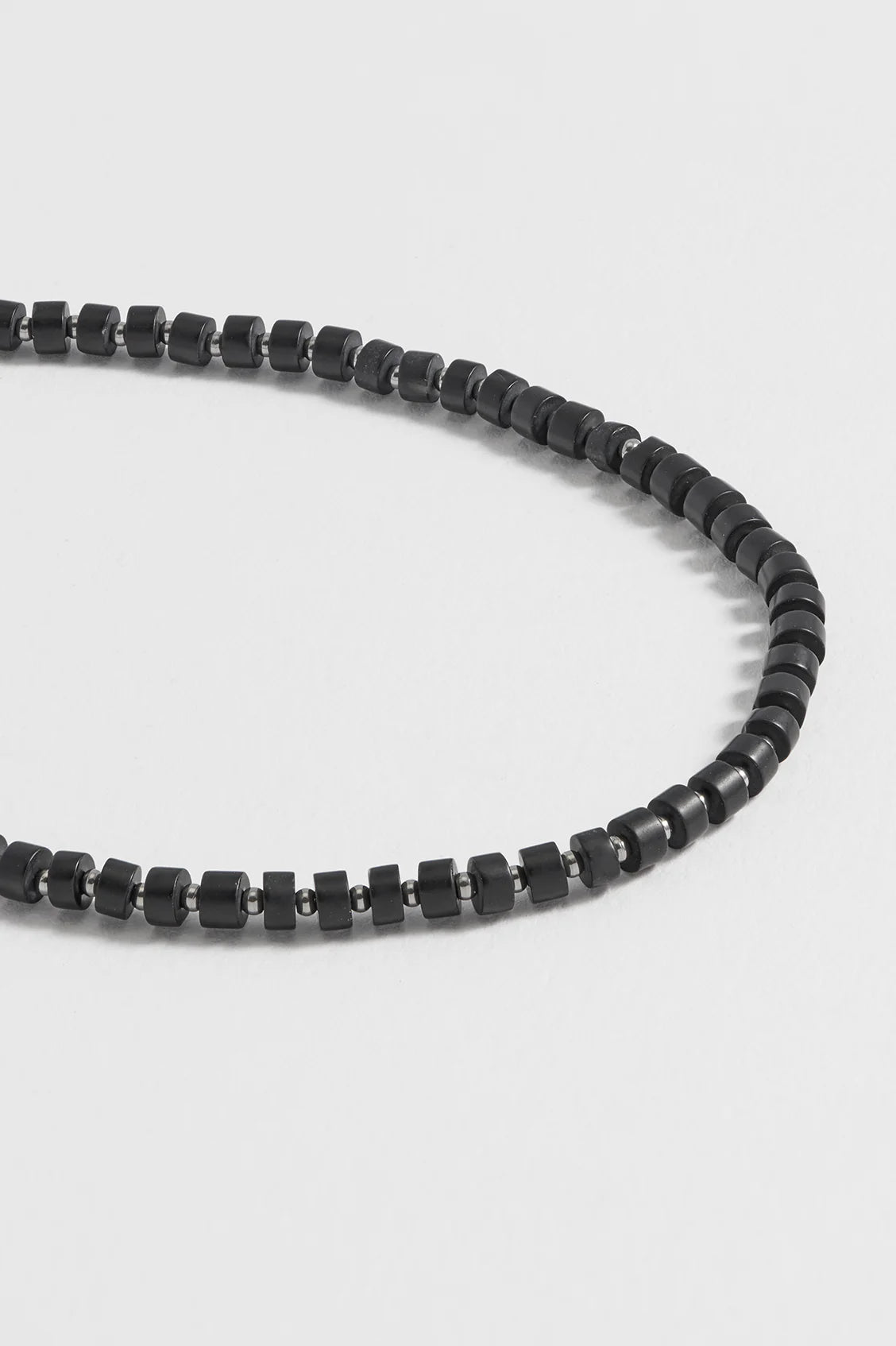 Mens Gemstone Rondelle Necklace -Black Onyx