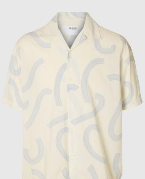 SLHRELAXAIR MIX SHIRT - Egret/Line