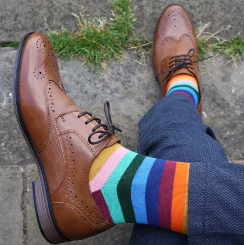 Multi Fine Striped Bamboo Socks