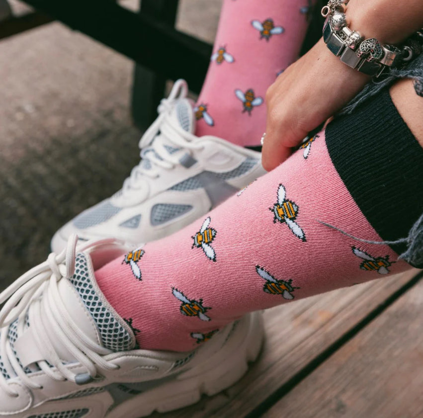 Pink Bumblebee Bamboo Socks
