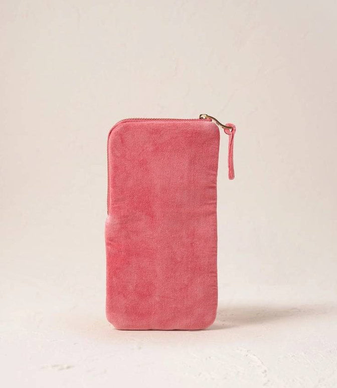 Wild Zebra Palm Velvet Glasses Case -Blush Pink
