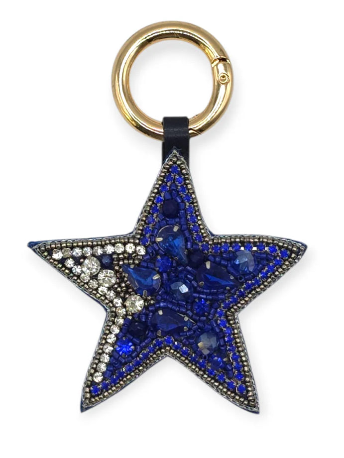 Blue Sparkle Beaded Star Bag Charm
