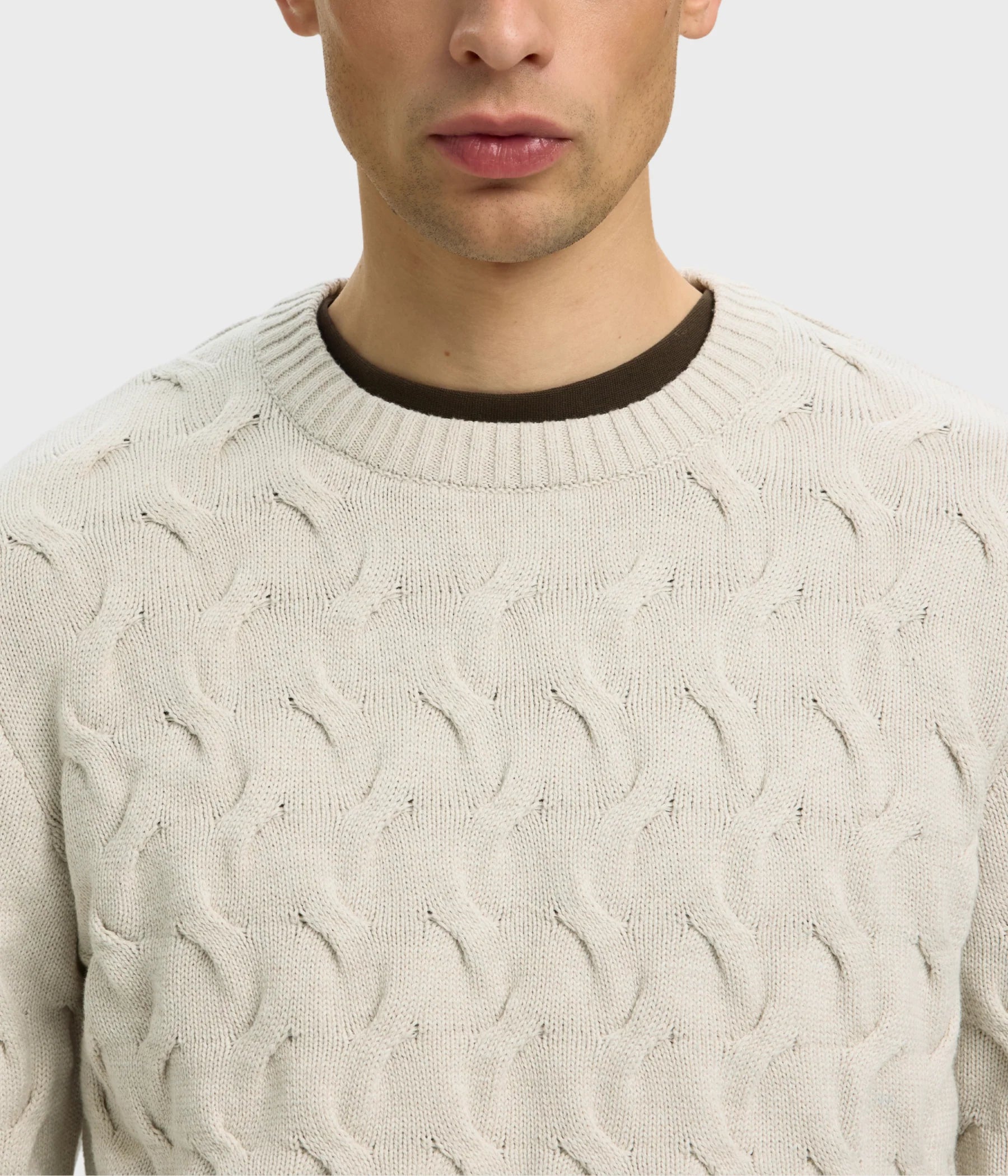 SLMCARLOS LS CABLE CREW NECK NOOS