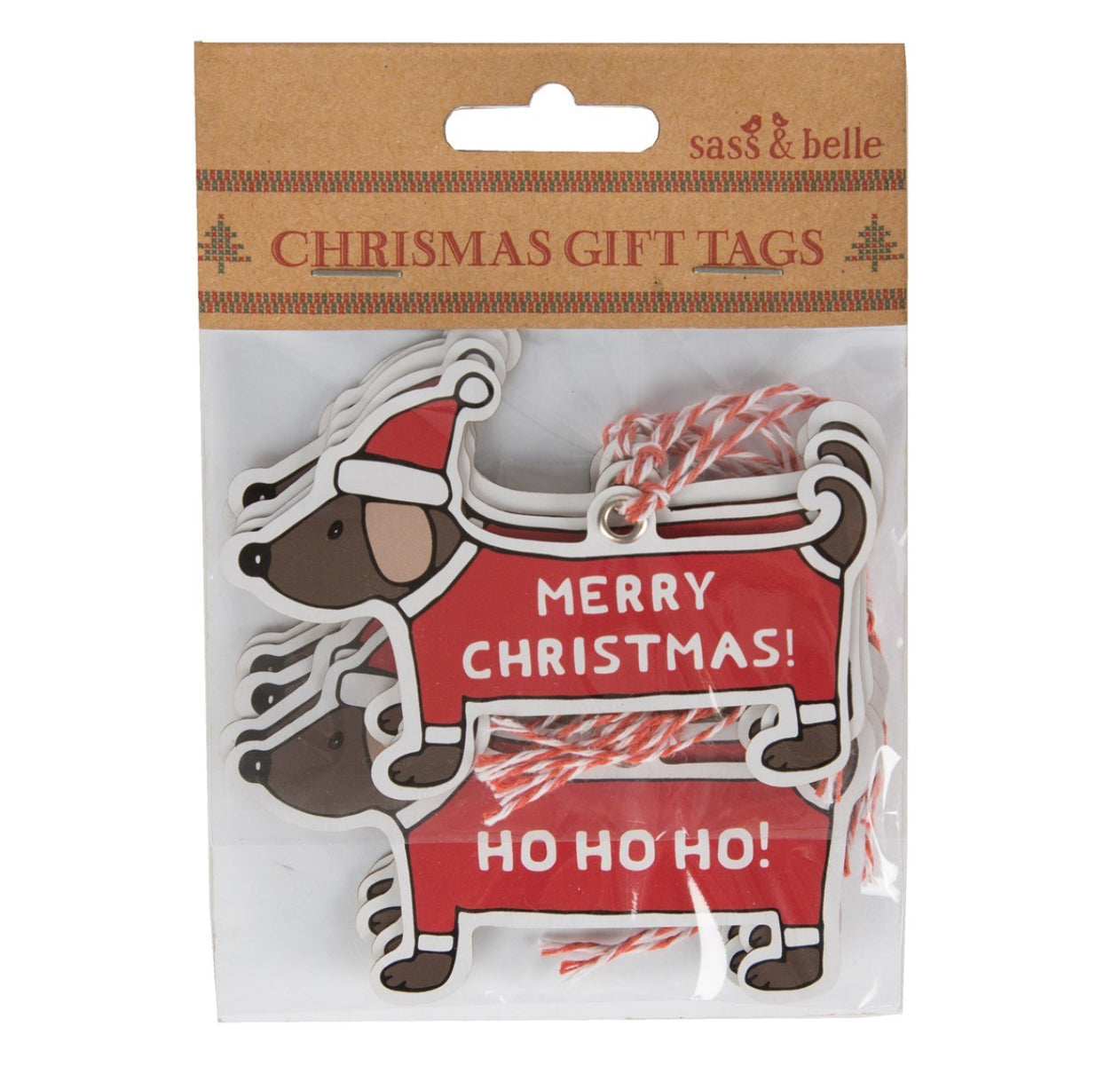 Christmas Sausage Dog Gift Tags -Set of 12