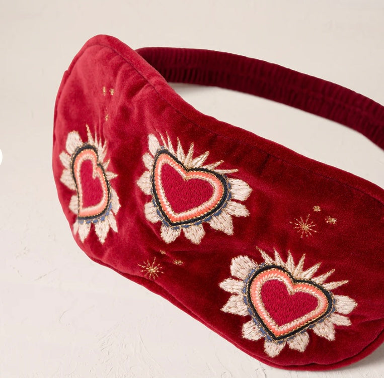 Sacred Hearts Velvet Eye Mask - Rouge