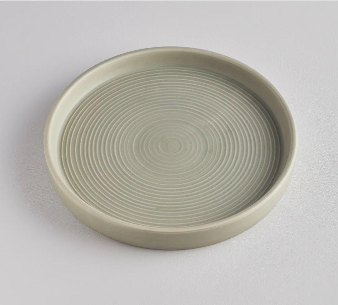 Candle Plate, Small - Dark Grey ,Green Or White