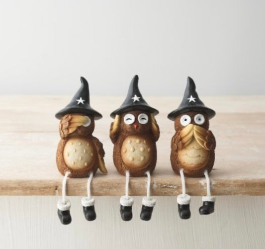 Witch Owl Decoration Set of 3