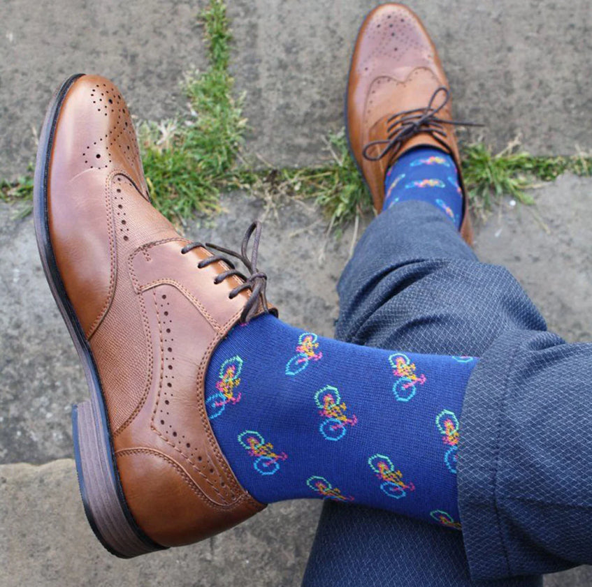 Blue Bicycle Bamboo Socks