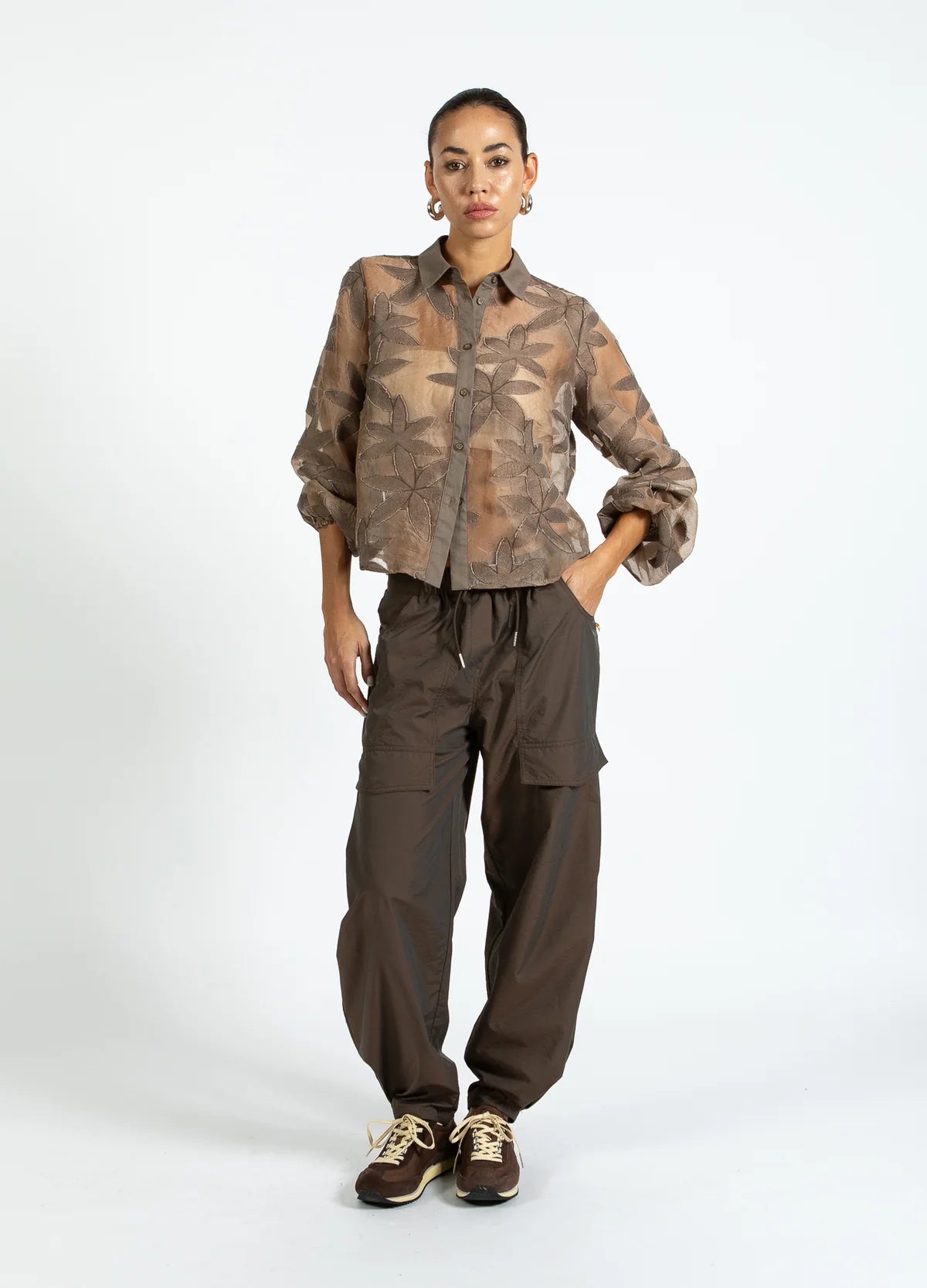 FLOWER STRUCTURE SHIRT - TAUPE SAND