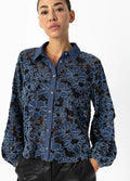 DENIM FLOWER STRUCTURE SHIRT