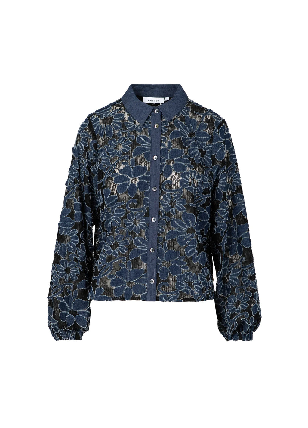 DENIM FLOWER STRUCTURE SHIRT