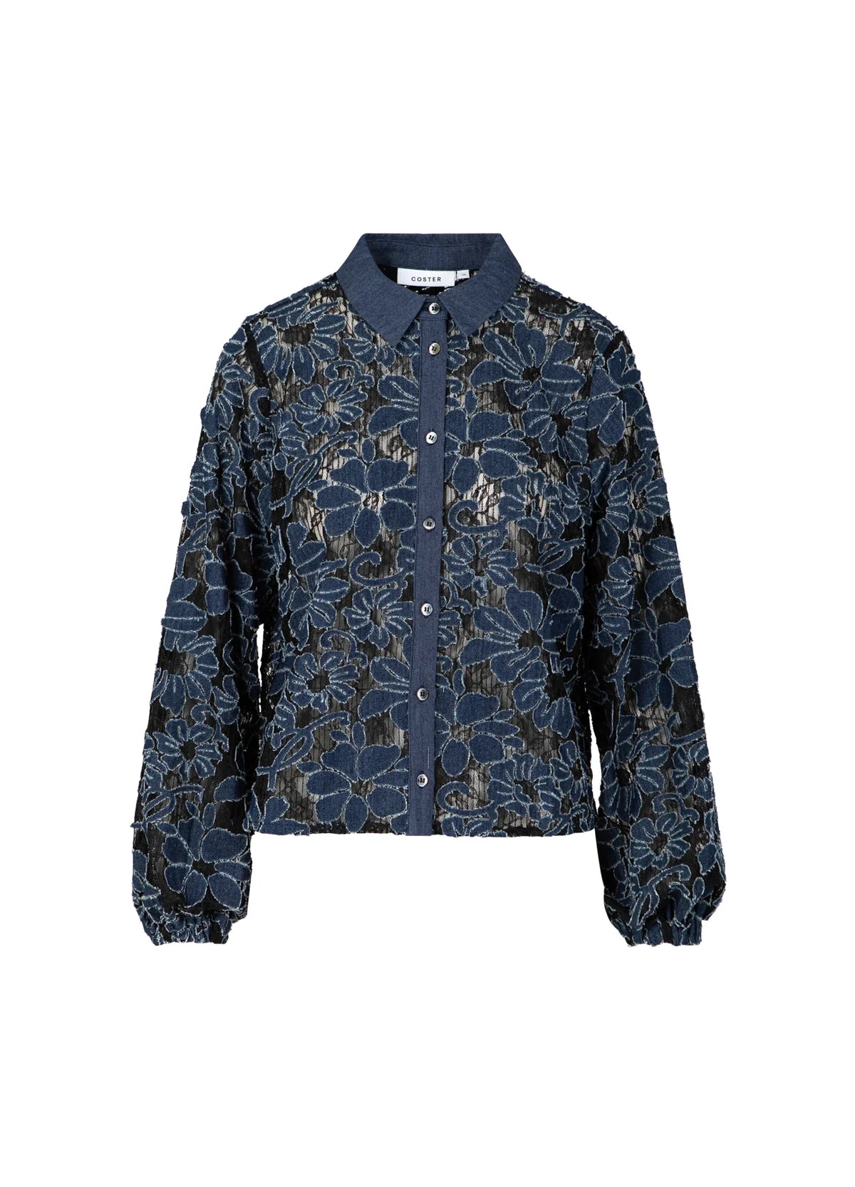 DENIM FLOWER STRUCTURE SHIRT