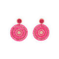 Fuchsia Mix Beaded Circle Drop Earrings