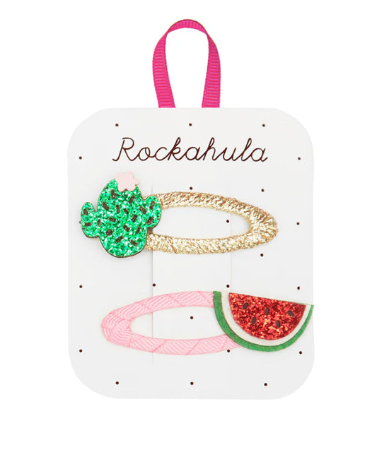 Glitter Cactus & Watermelon Hair clips