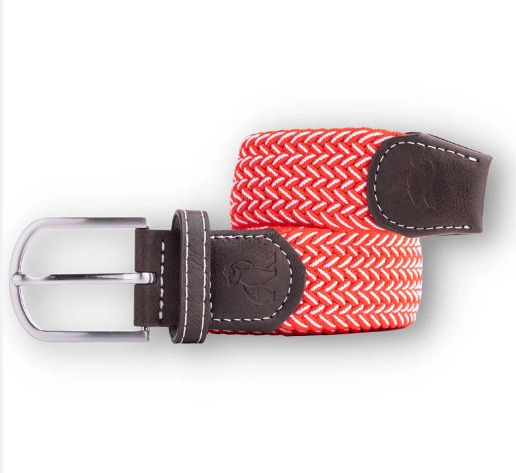 WOVEN BELT - RED/WHITE FINE WEAVE