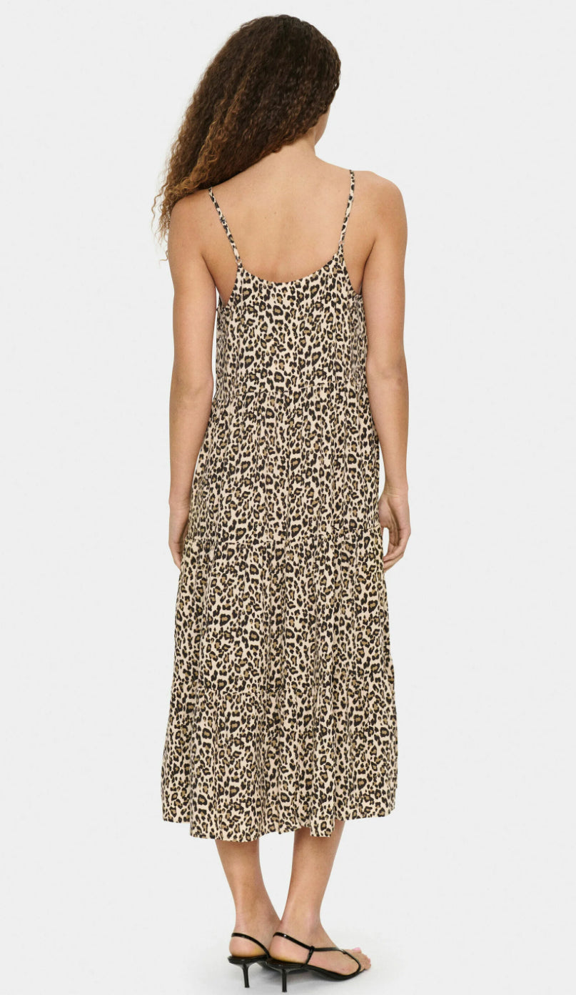 EdaSZ Maxi Strap Dress - Creme Leopard