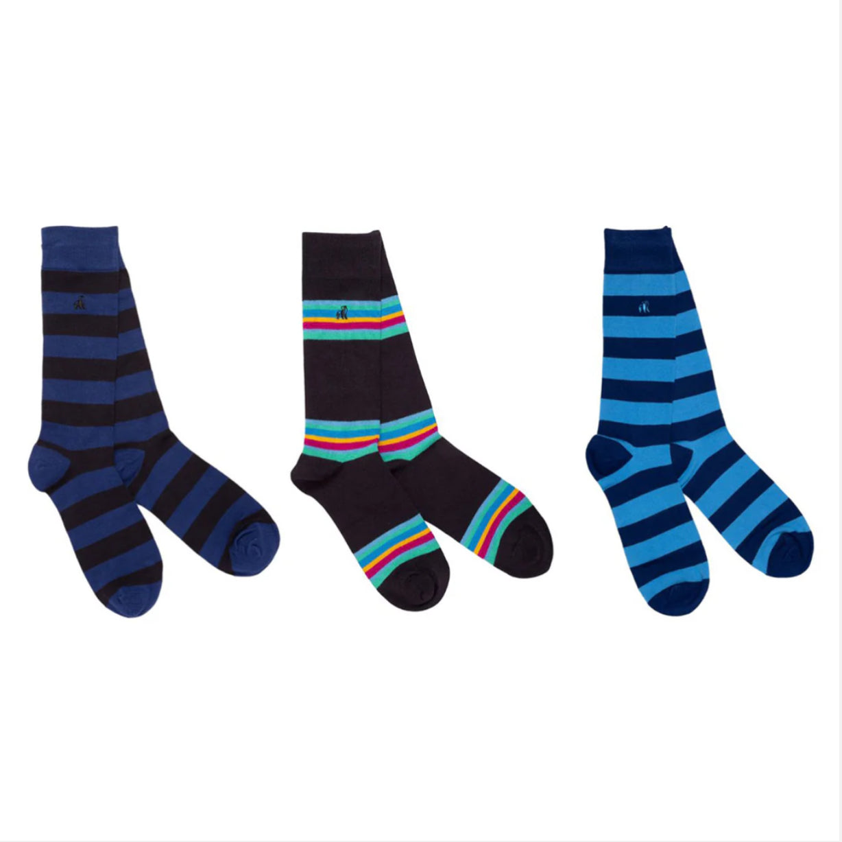 BLUE STRIPE SOCK BOX - 3 PAIRS OF BAMBOO SOCKS (HIS)