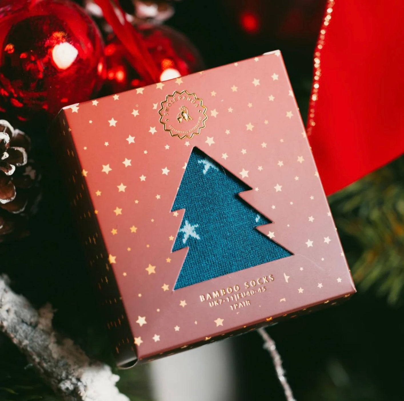 Christmas Sock Box - 1 Pair of Bamboo Socks (His)