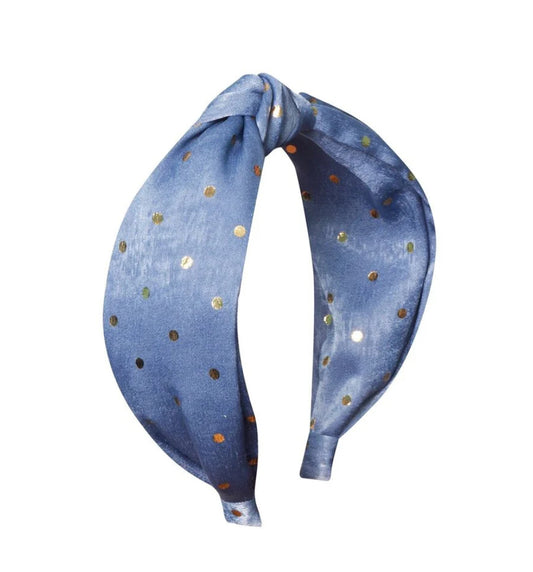 Gold Spotty Headband - Blue