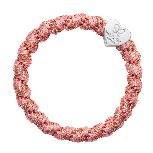 ByEloise Woven Silver Heart - Flamingo Pink