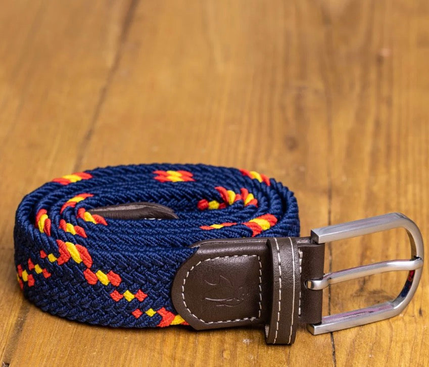 WOVEN BELT - BLUE/YELLOW/ORANGE DIAGONAL STRIPE