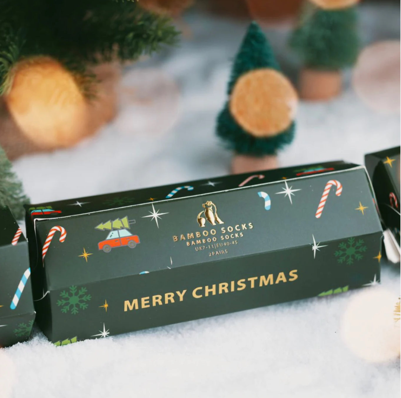 2 Pack Christmas Motif Sock Box