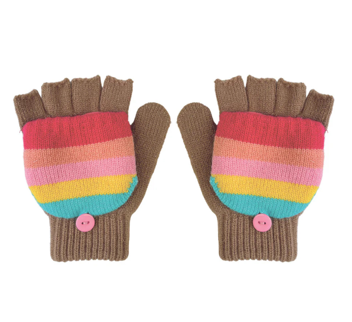 Rainbow Stripe Knitted Gloves