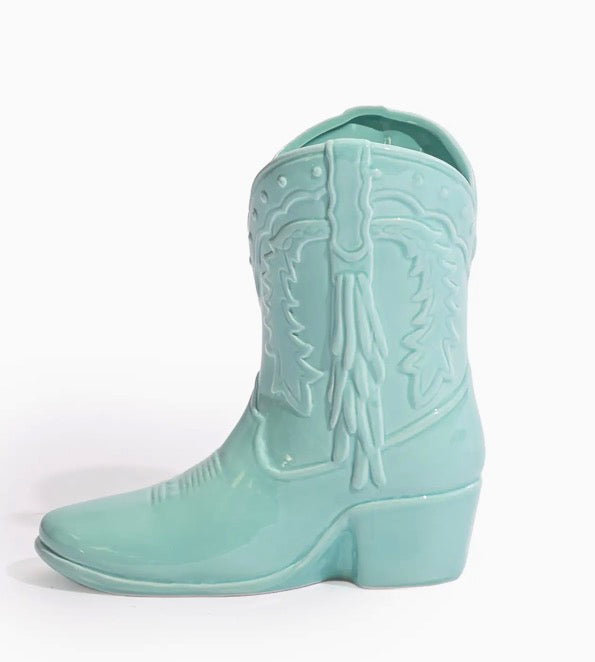 Bright Blue "Swiftie" Cowboy Boot Ceramic Vase