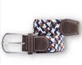 WOVEN BELT- NAVY/GREY/BROWN ZIGZAG