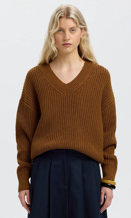 SLWSELMA LS V-NECK KNIT