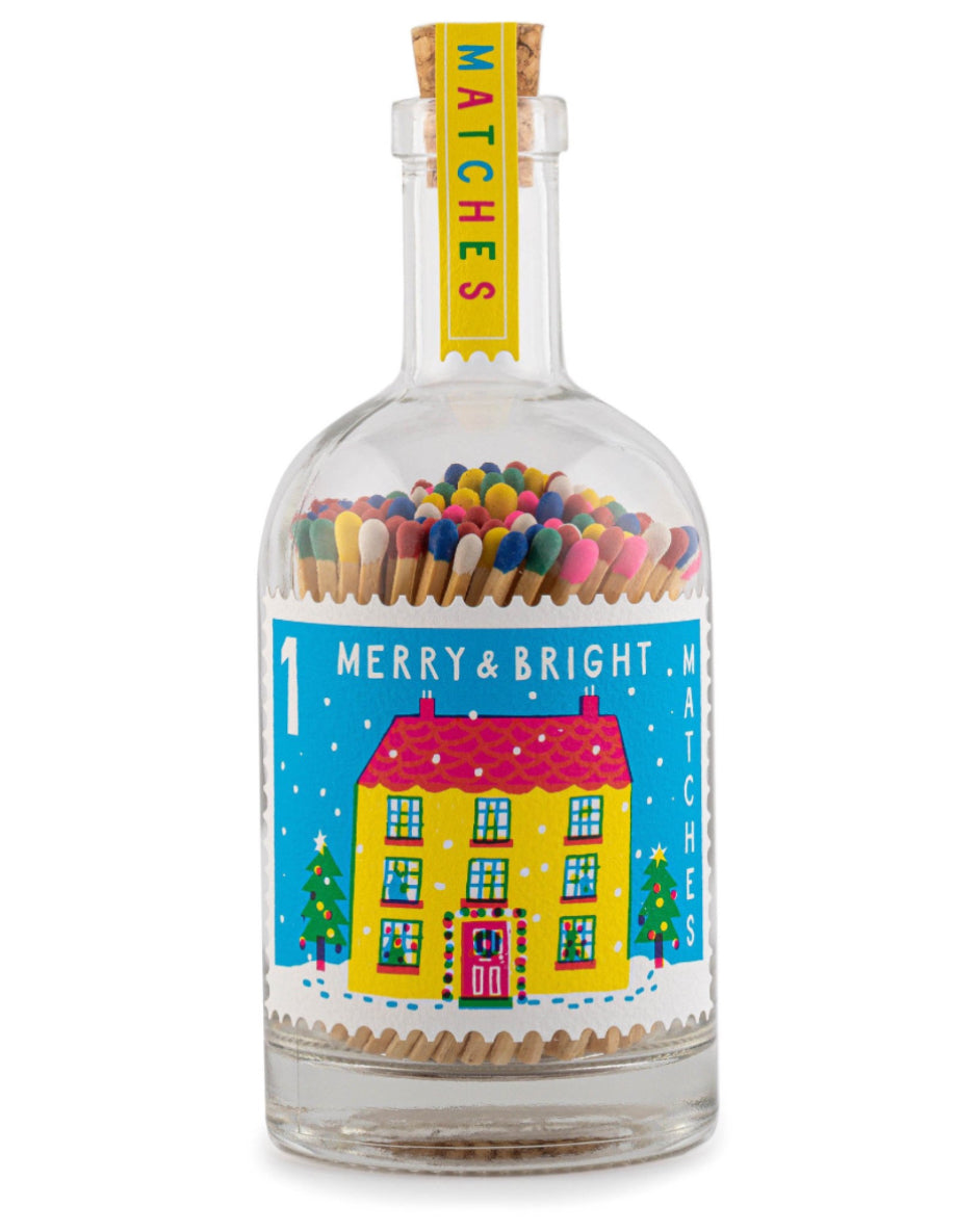 Luxury Glass Bottle Matches - Merry & Bright Christmas Bottle